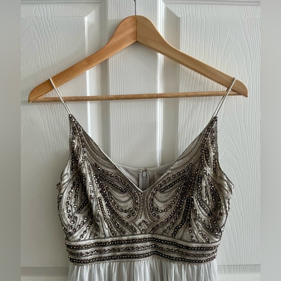 Anthropologie BHLDN Vilette Embellished Maxi Dress Silver Fog - Picture 10 of 13